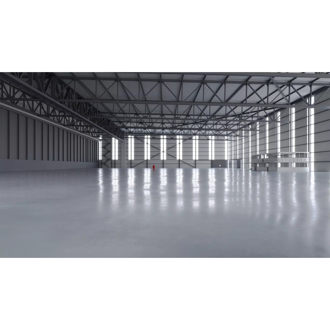 Airplane Hangar Interior 3D Model – Low Poly PBR Game Asset, FBX, OBJ - View 2