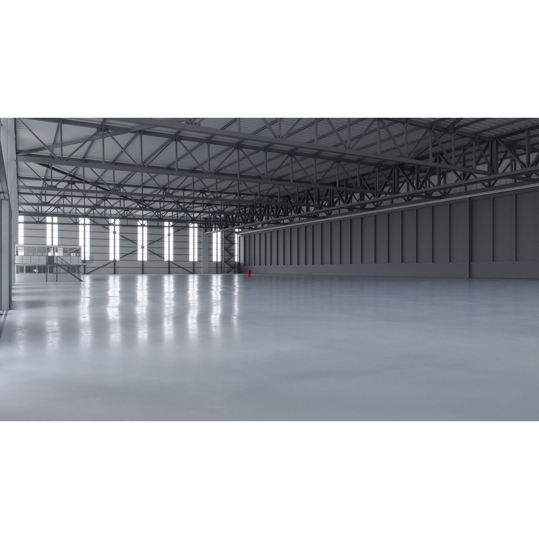 Airplane Hangar Interior 3D Model – Low Poly PBR Game Asset, FBX, OBJ - View 5