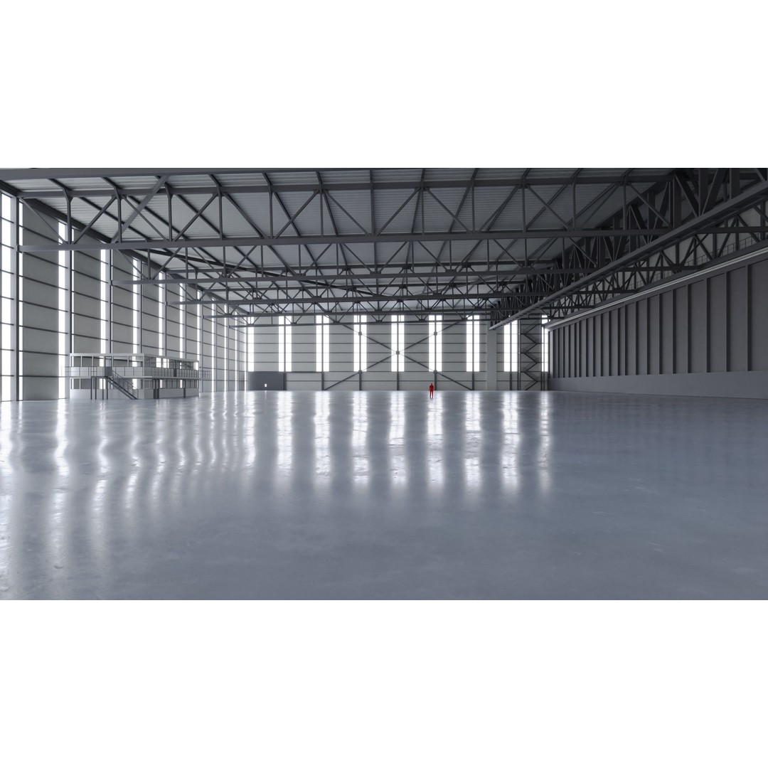 Airplane Hangar Interior 3D Model – Low Poly PBR Game Asset, FBX, OBJ - View 6