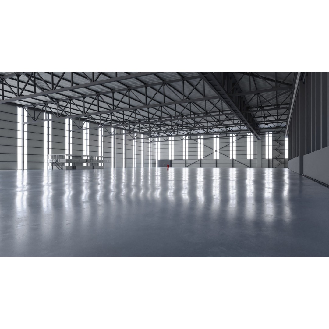 Airplane Hangar Interior 3D Model – Low Poly PBR Game Asset, FBX, OBJ - View 7
