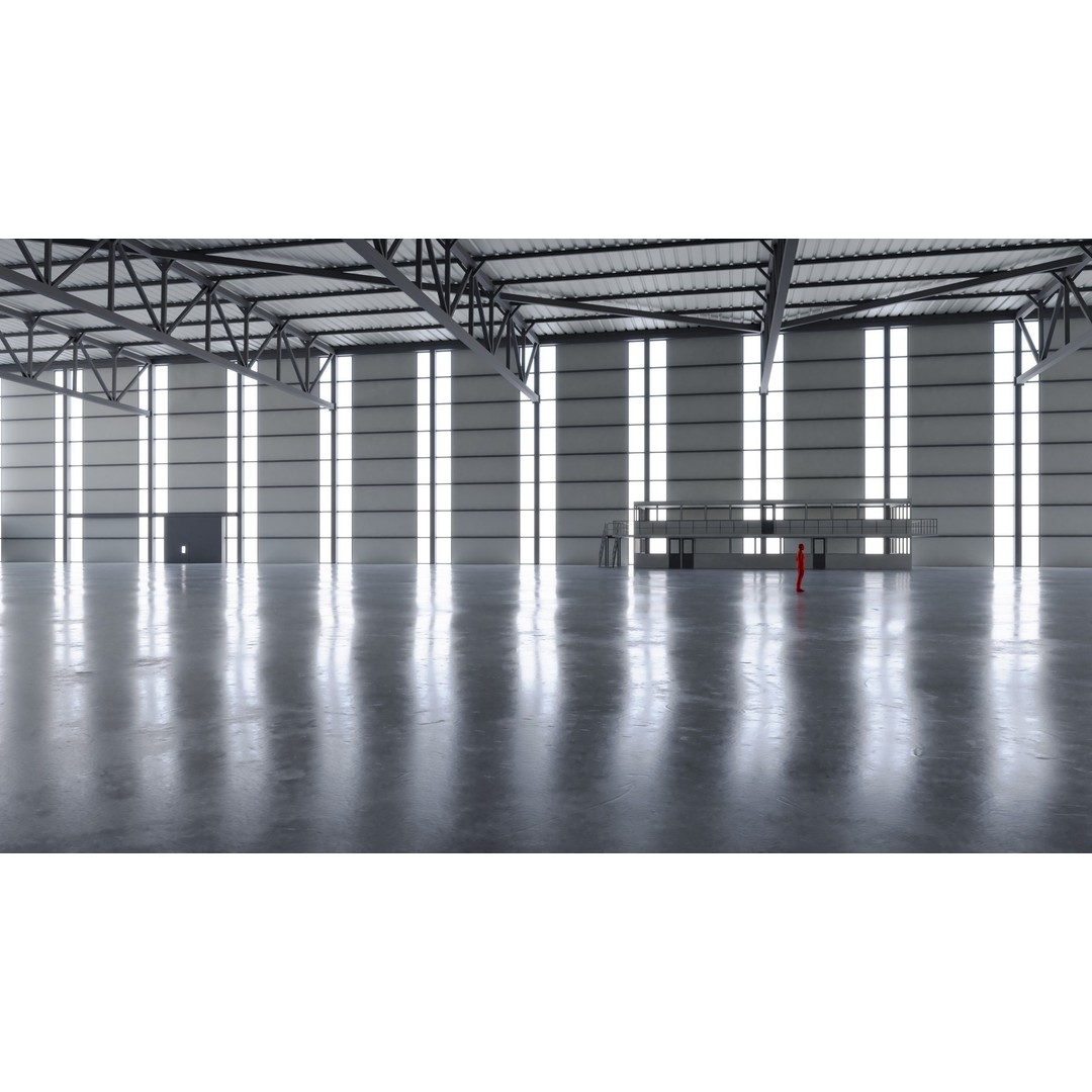 Airplane Hangar Interior 3D Model – Low Poly PBR Game Asset, FBX, OBJ - View 8