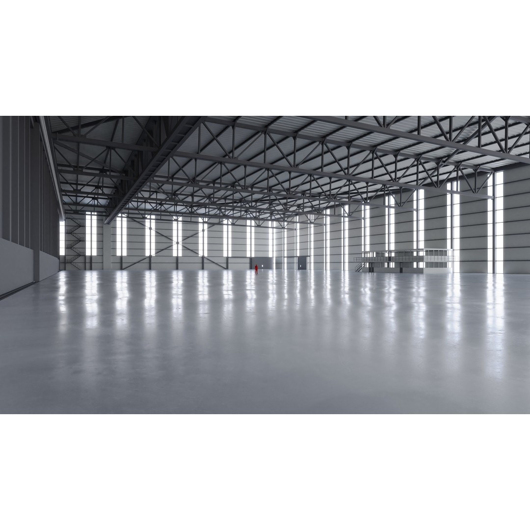 Airplane Hangar Interior 3D Model – Low Poly PBR Game Asset, FBX, OBJ - View 9