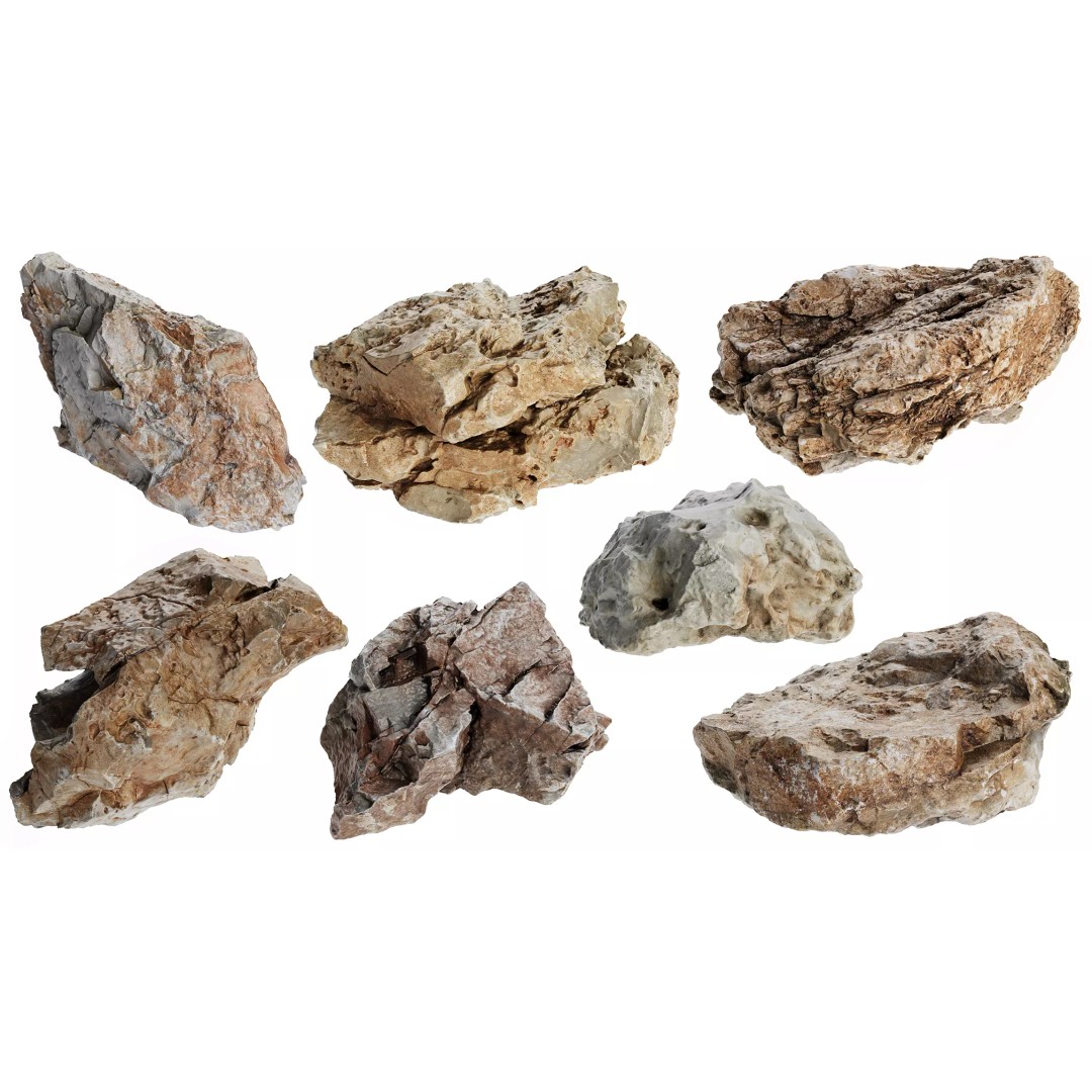 Photorealistic Rock 3D Model – Low Poly PBR Asset, 8K Textures - View 3