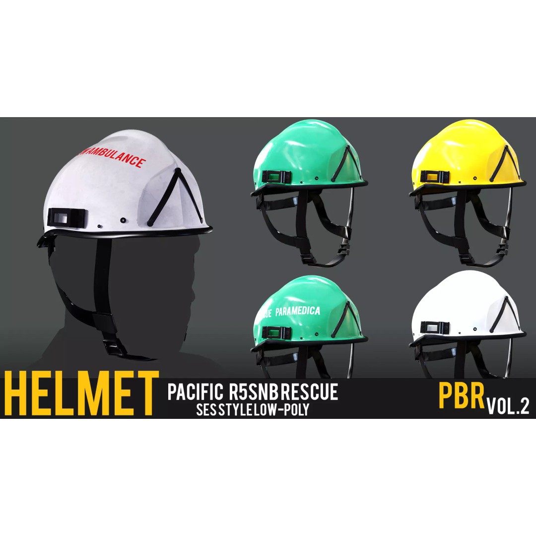 Pacific R5SNB Rescue Helmet 3D Model – Low Poly PBR Textures, FBX/OBJ - View 2