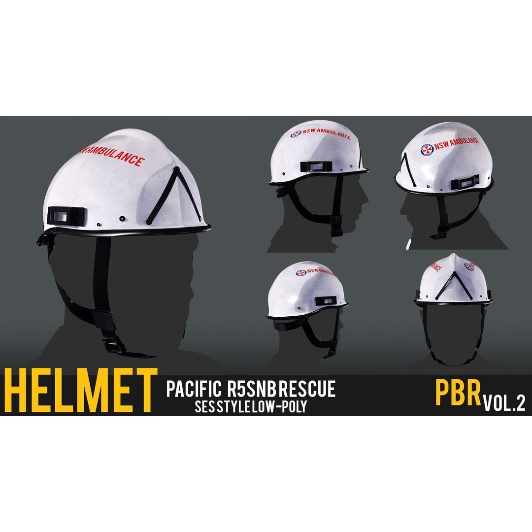 Pacific R5SNB Rescue Helmet 3D Model – Low Poly PBR Textures, FBX/OBJ - View 3