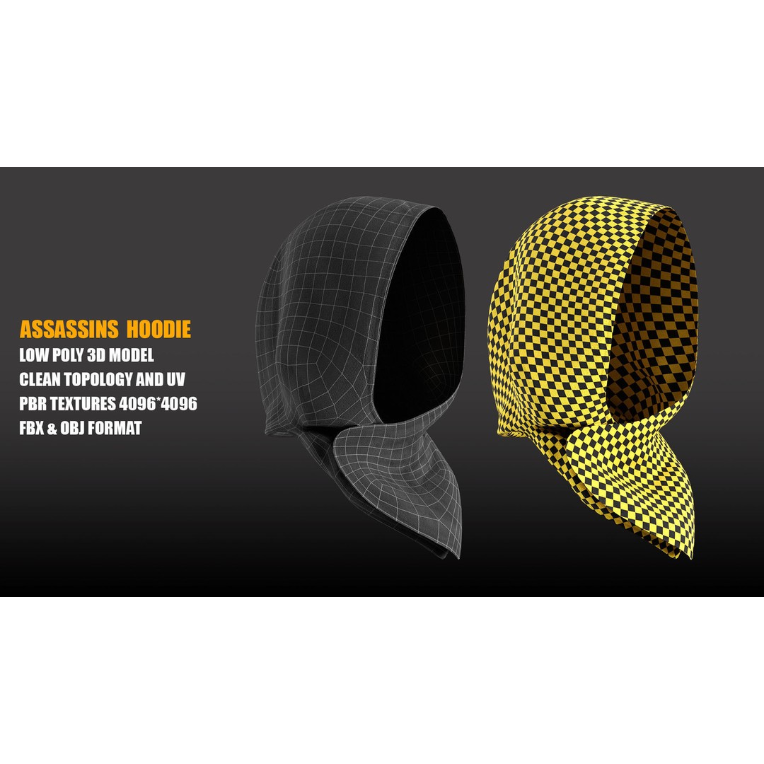 Assassin Costume 3D Model – Low Poly Character Outfit with PBR Textures, FBX - View 18