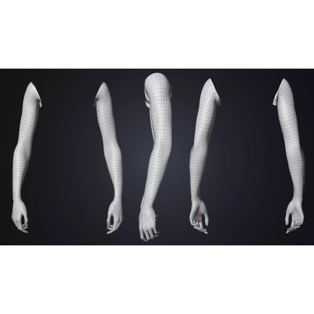 Realistic Female Hands 3D Model – Dark Skin Low Poly Rigged Asset, Blender - View 16