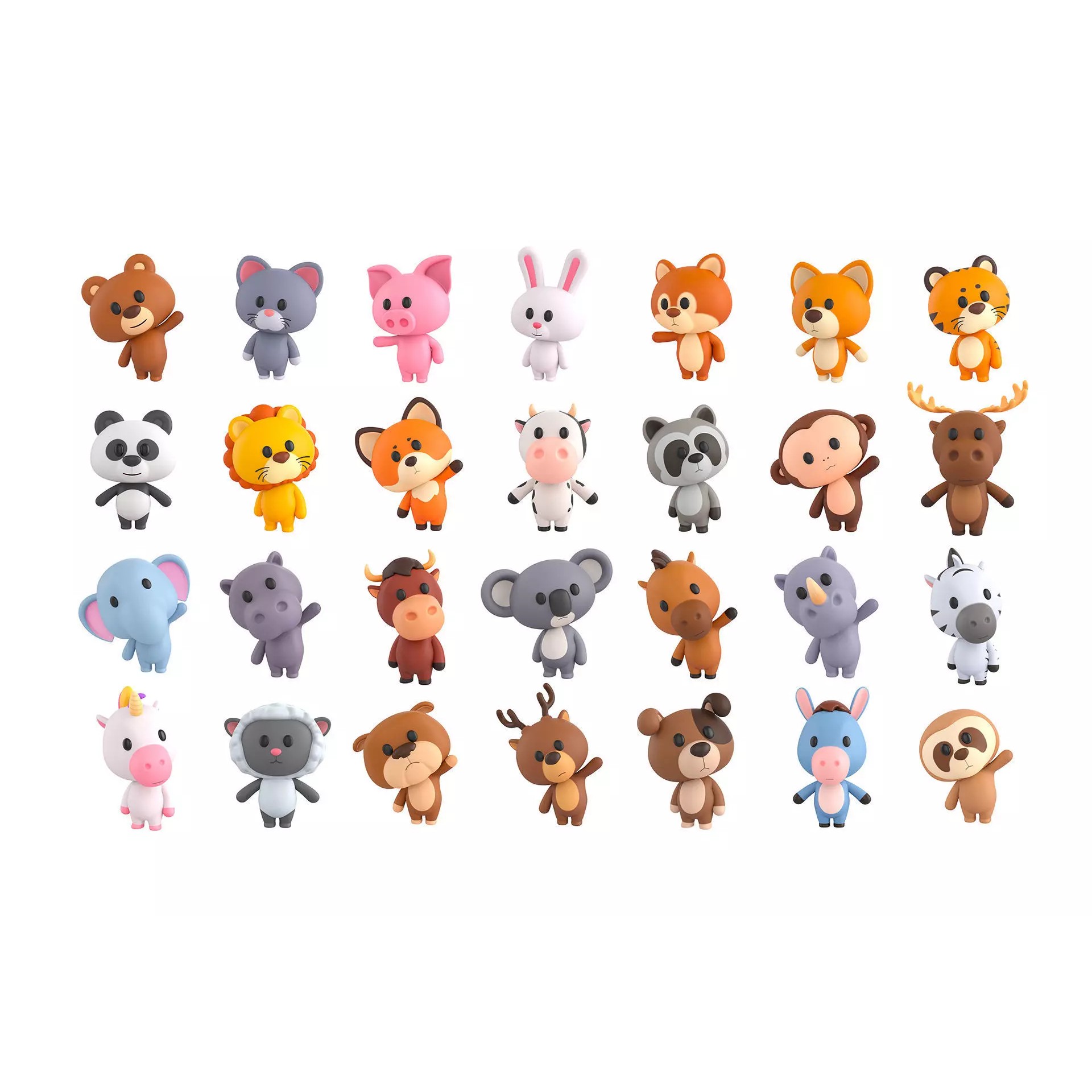 Rigged Cartoon Animal Pack - Game-Ready 3D Model - View 2