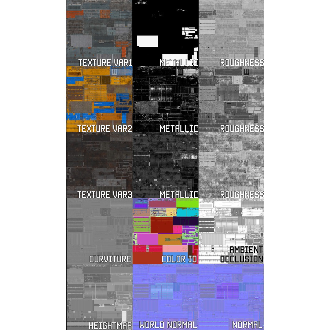 Sci-Fi Wall Panel Texture Set – PBR Textures for Spaceships, PNG & TIFF