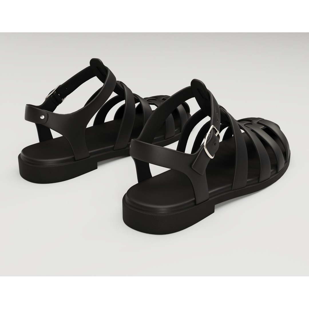 Ezerosy Gladiators 3D Model – Low Poly Strappy Sandals, FBX, Game Ready - View 10