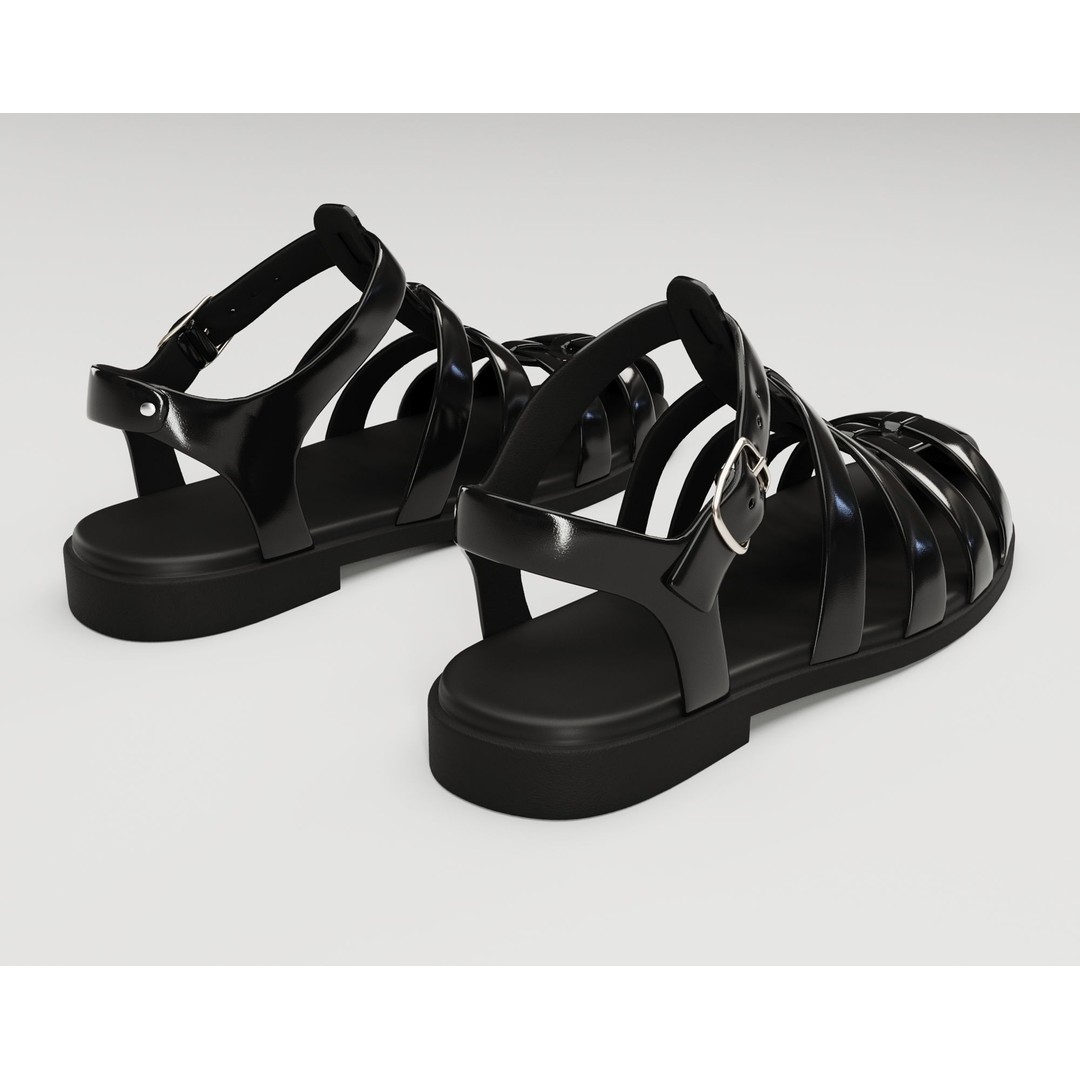 Ezerosy Gladiators 3D Model – Low Poly Strappy Sandals, FBX, Game Ready - View 11