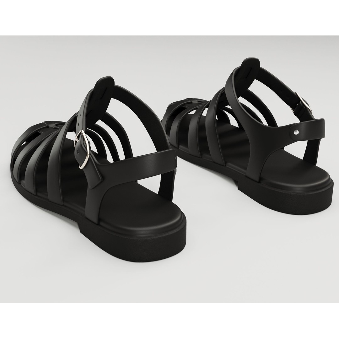 Ezerosy Gladiators 3D Model – Low Poly Strappy Sandals, FBX, Game Ready - View 15