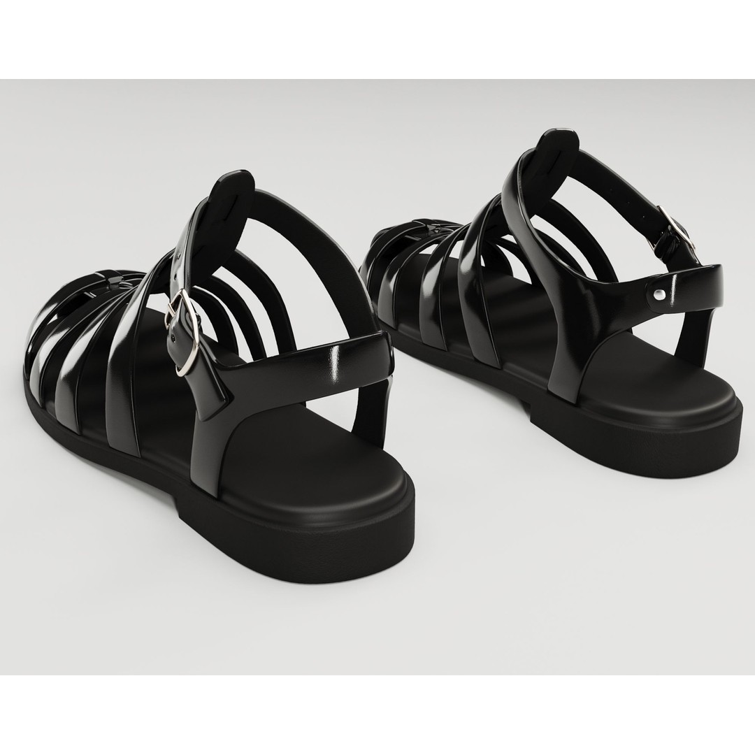 Ezerosy Gladiators 3D Model – Low Poly Strappy Sandals, FBX, Game Ready - View 16