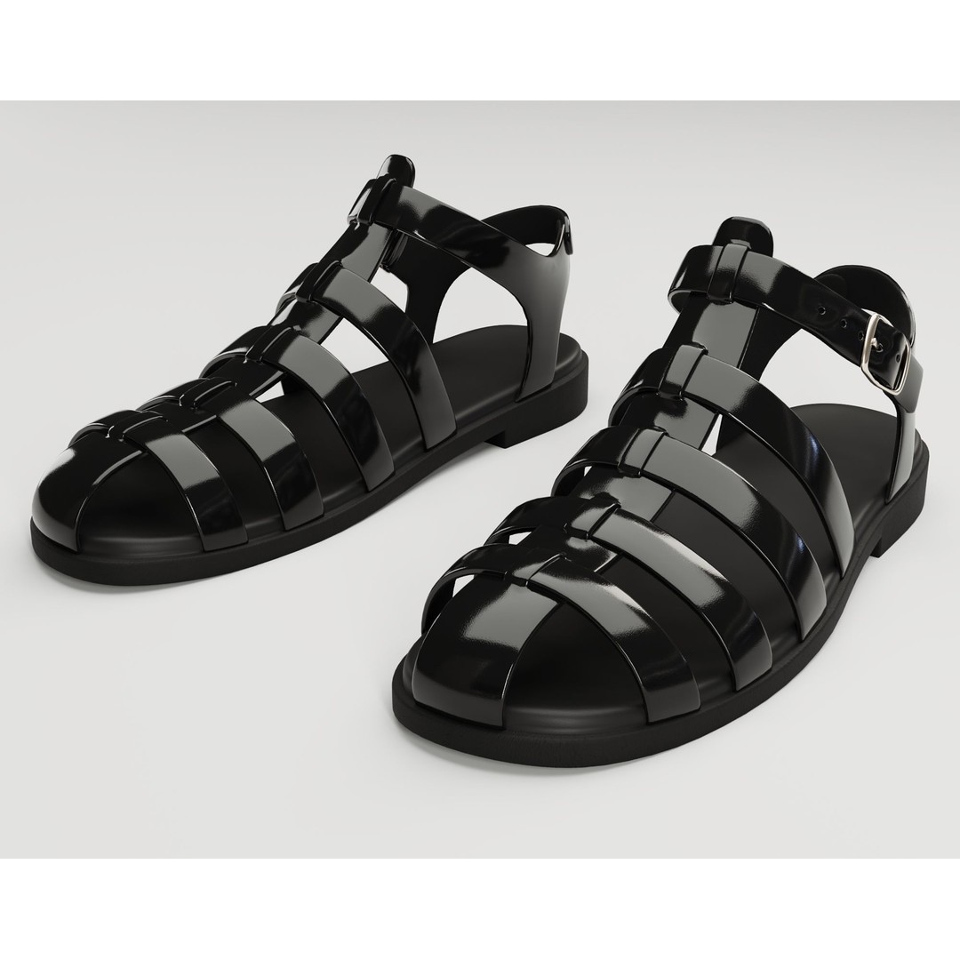 Ezerosy Gladiators 3D Model – Low Poly Strappy Sandals, FBX, Game Ready - View 20