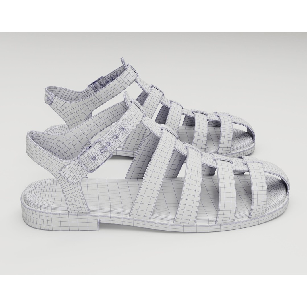 Ezerosy Gladiators 3D Model – Low Poly Strappy Sandals, FBX, Game Ready - View 25