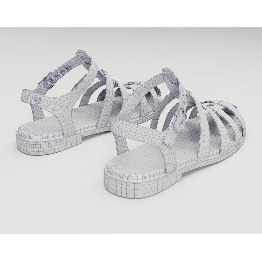 Ezerosy Gladiators 3D Model – Low Poly Strappy Sandals, FBX, Game Ready - View 26