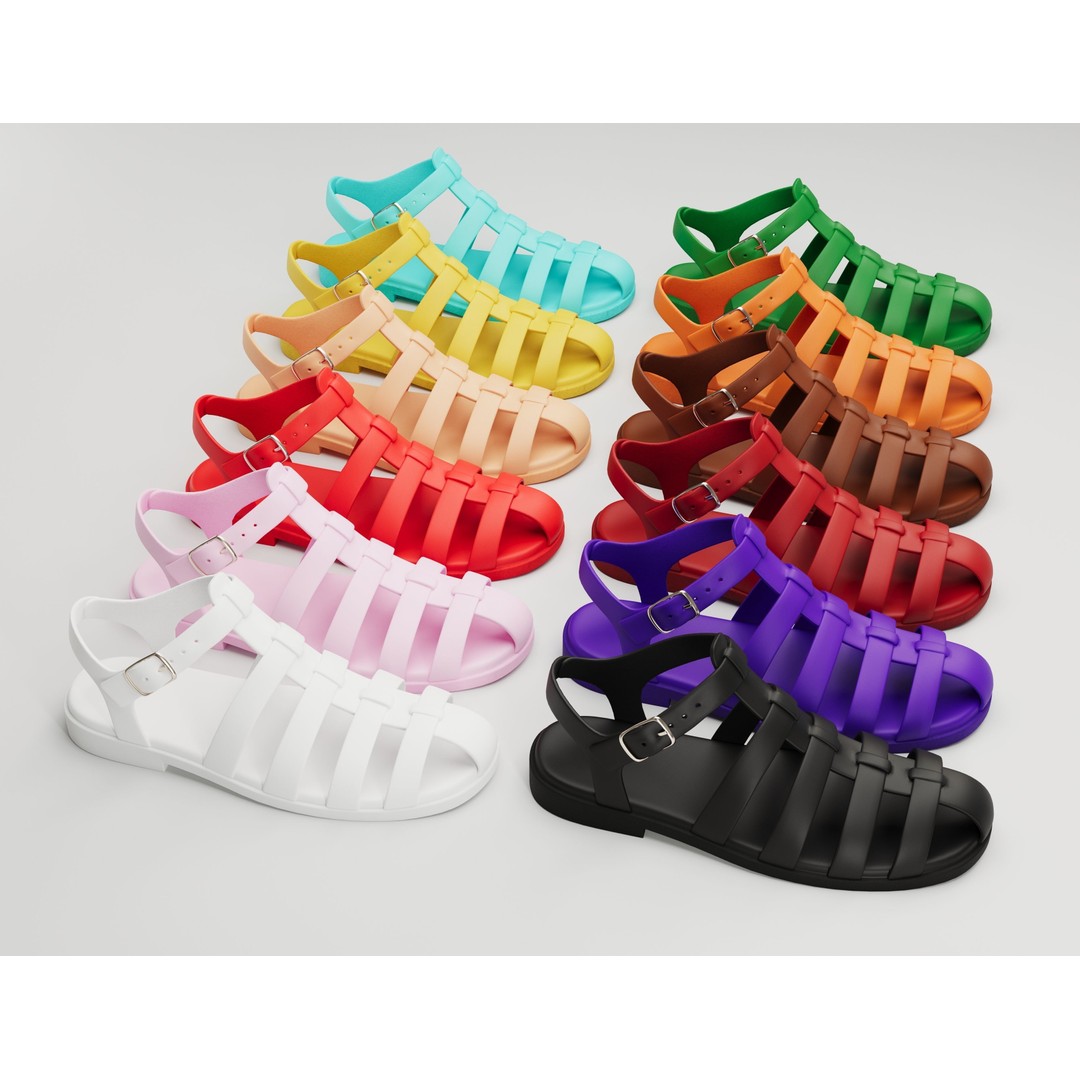 Ezerosy Gladiators 3D Model – Low Poly Strappy Sandals, FBX, Game Ready - View 3