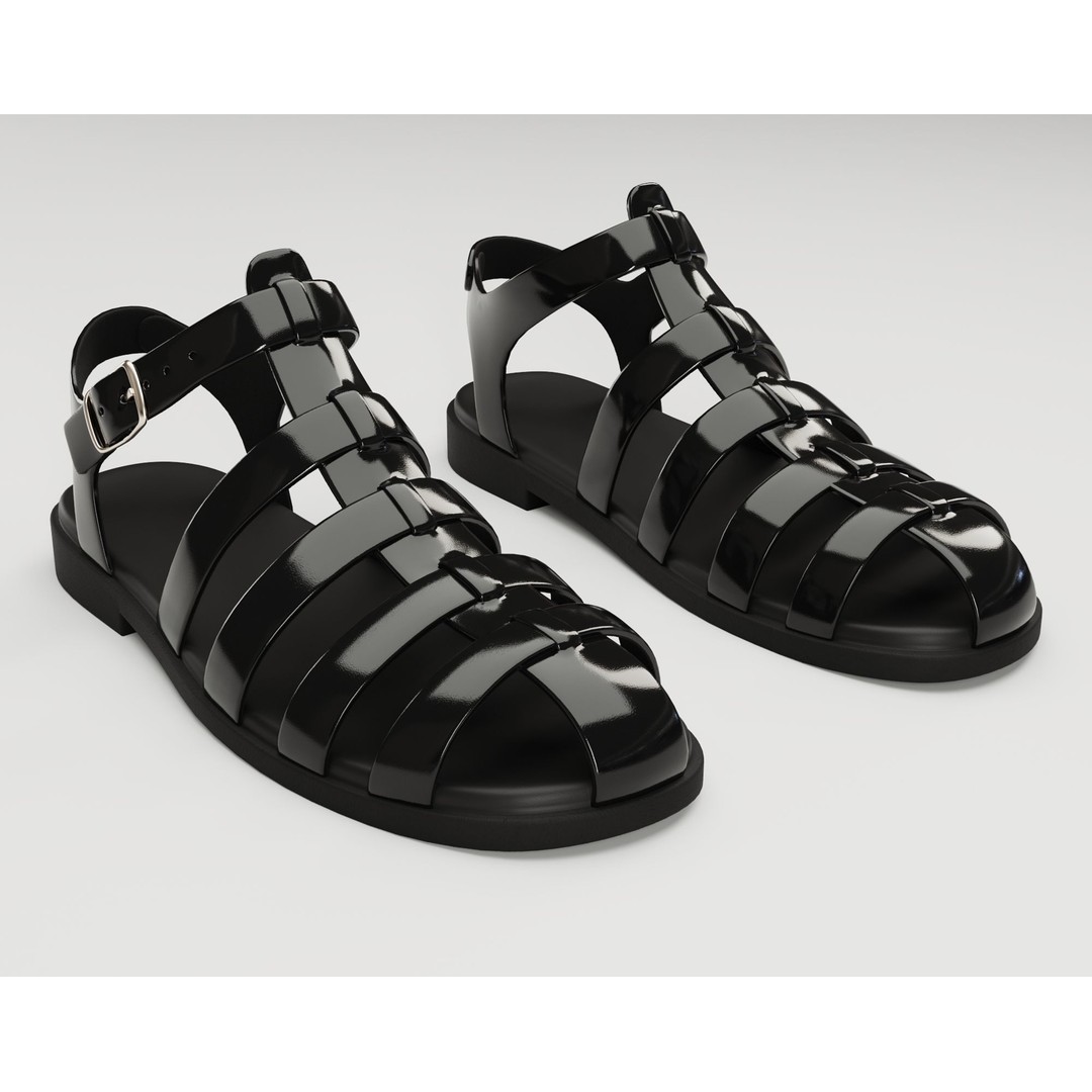 Ezerosy Gladiators 3D Model – Low Poly Strappy Sandals, FBX, Game Ready - View 4