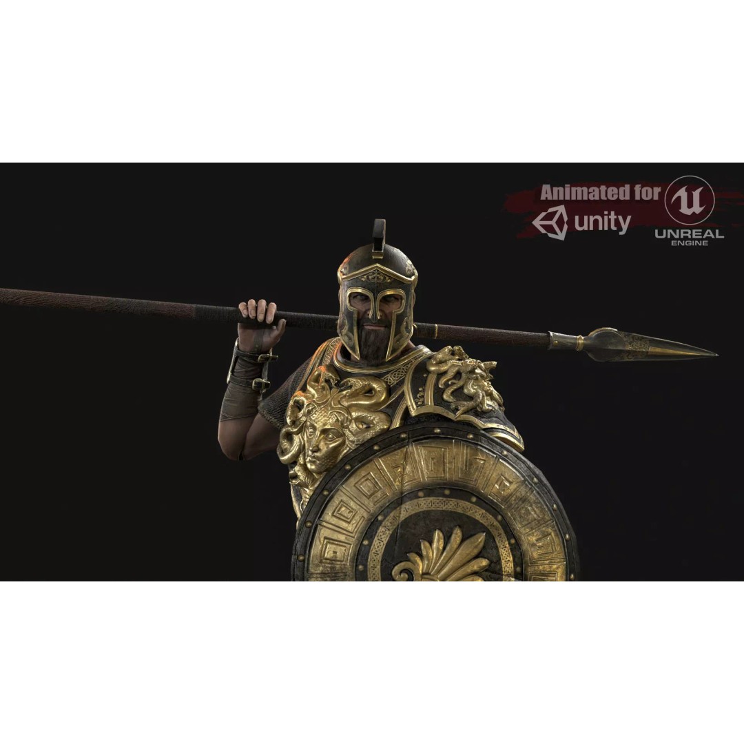 MythWarrior2 3D Model – Low Poly Rigged Character for Games - View 2