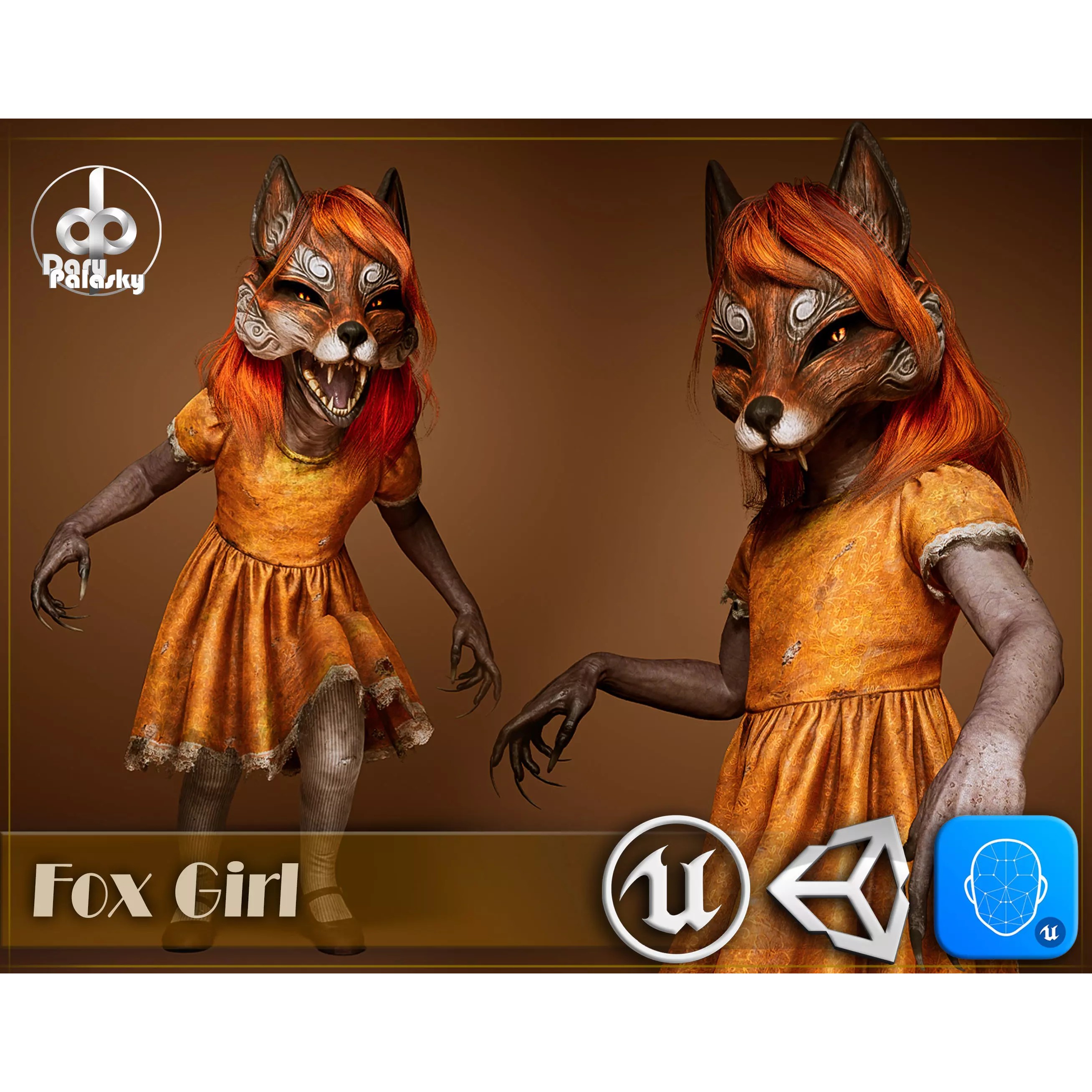 Fox Girl - Low-Poly Game-Ready 3D Model - View 2