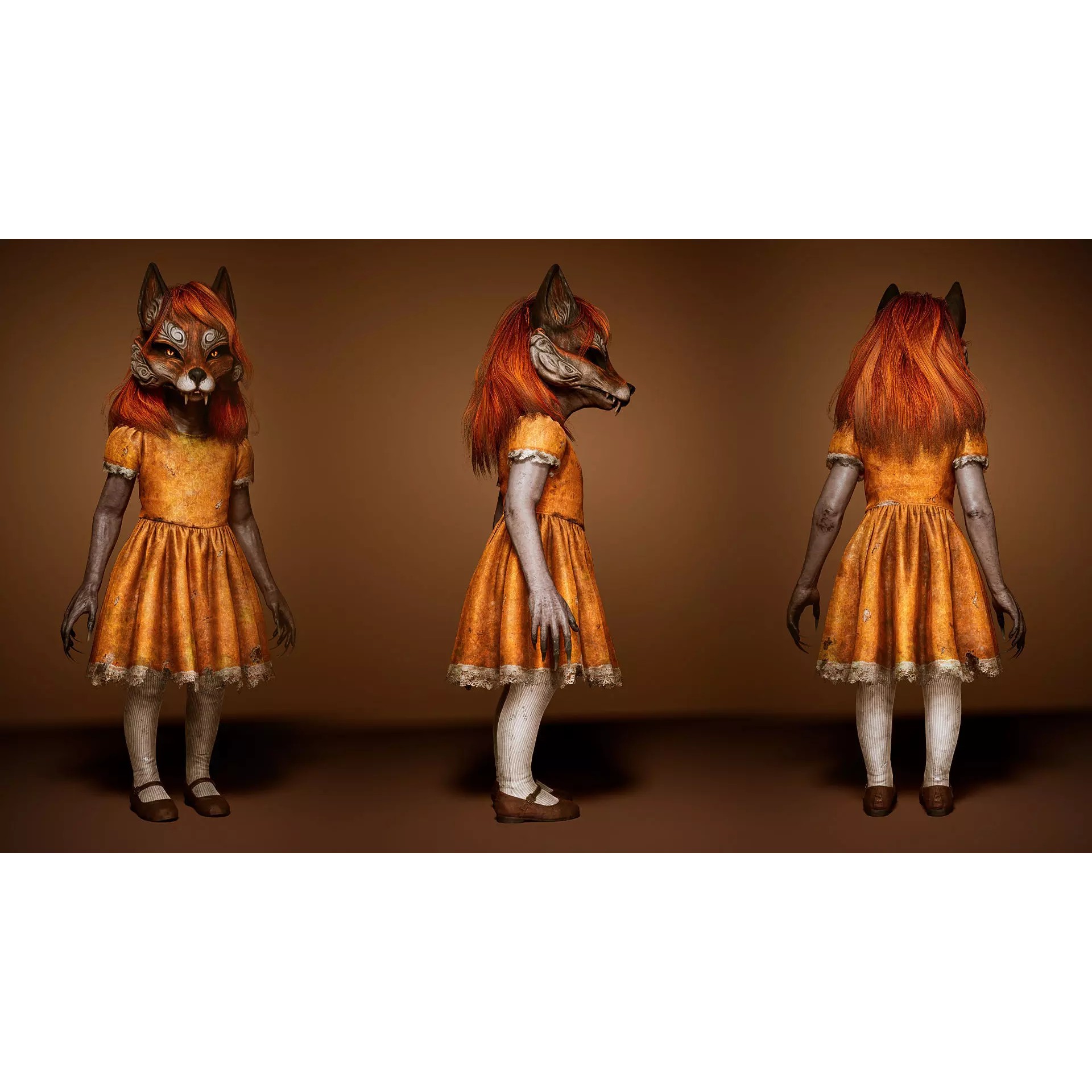 Fox Girl - Low-Poly Game-Ready 3D Model - View 4