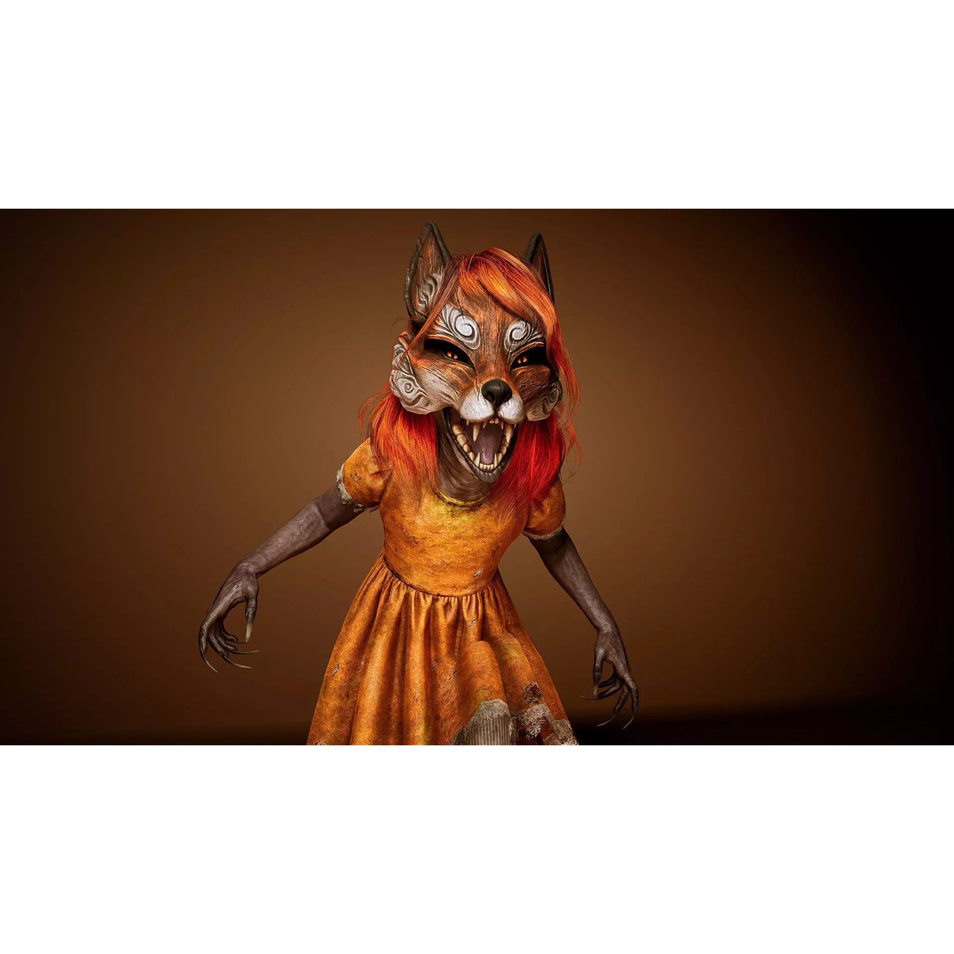 Fox Girl - Low-Poly Game-Ready 3D Model - View 9