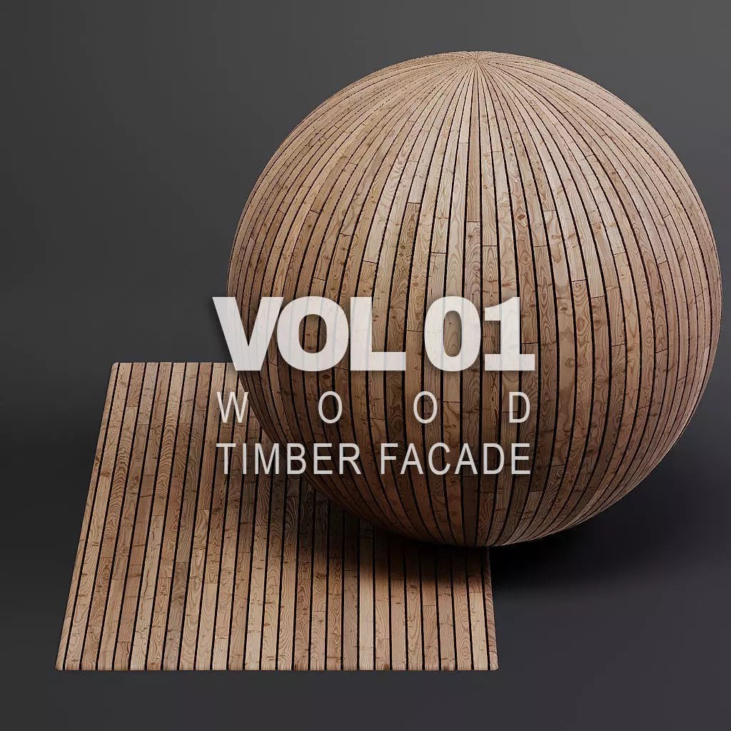 Wood Facade 3D Model – Timber PBR Materials, 8K Seamless Textures - View 2