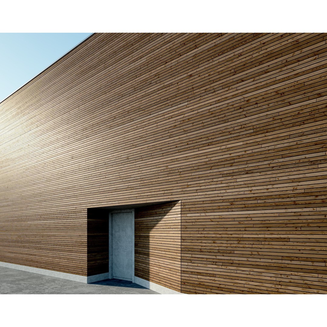 Wood Facade 3D Model – Timber PBR Materials, 8K Seamless Textures - View 4