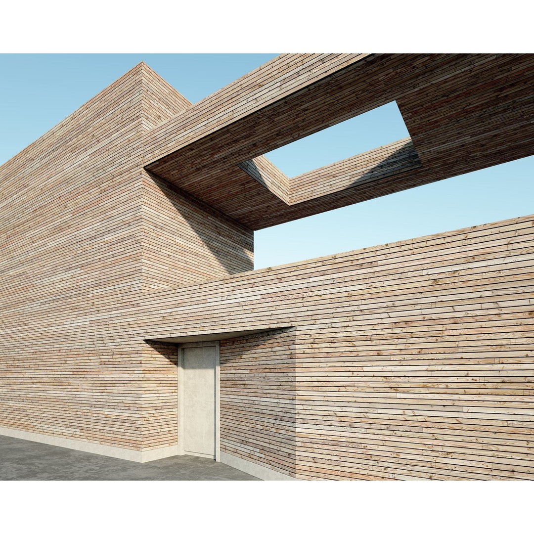 Wood Facade 3D Model – Timber PBR Materials, 8K Seamless Textures - View 6