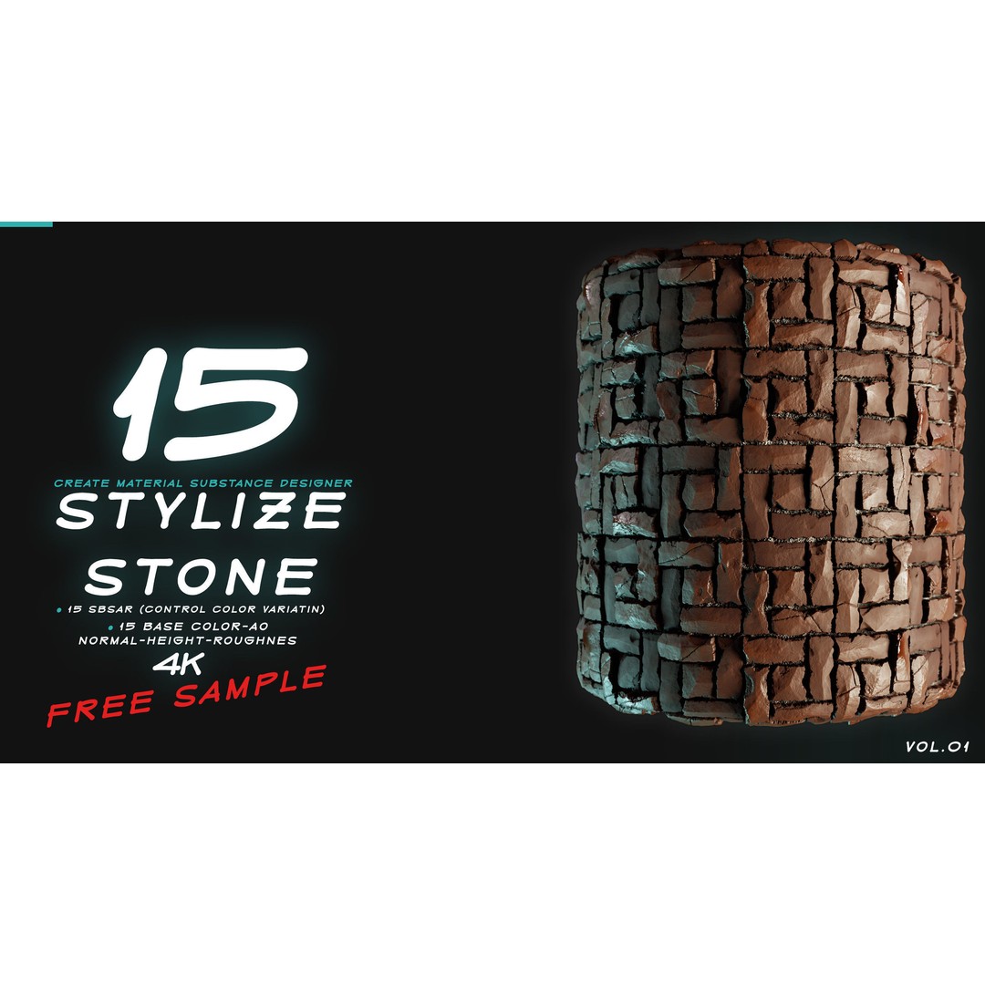 Stylized Stone 3D Model – PBR Textures Pack, PNG 4K Formats