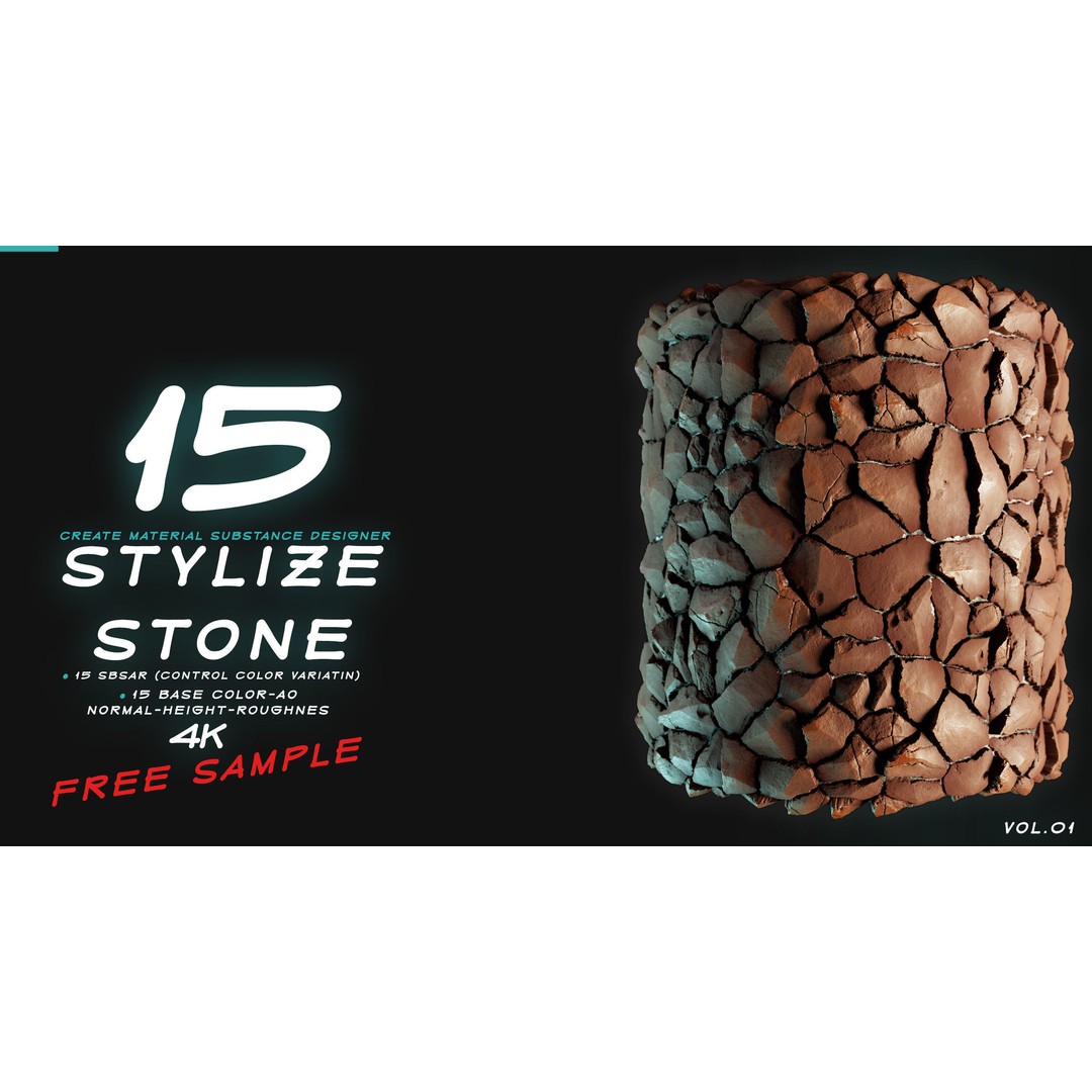 Stylized Stone 3D Model – PBR Textures Pack, PNG 4K Formats - View 10