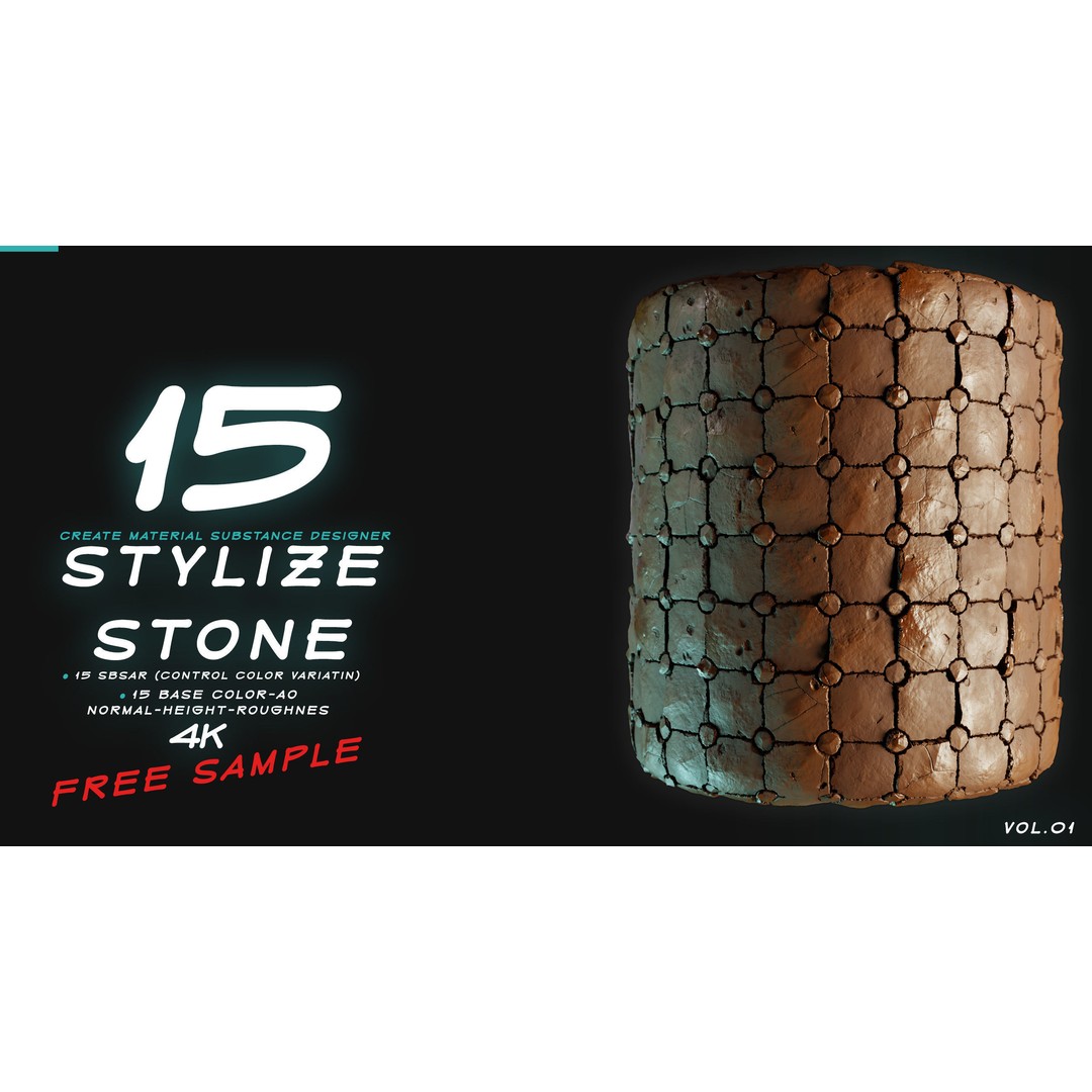 Stylized Stone 3D Model – PBR Textures Pack, PNG 4K Formats - View 11