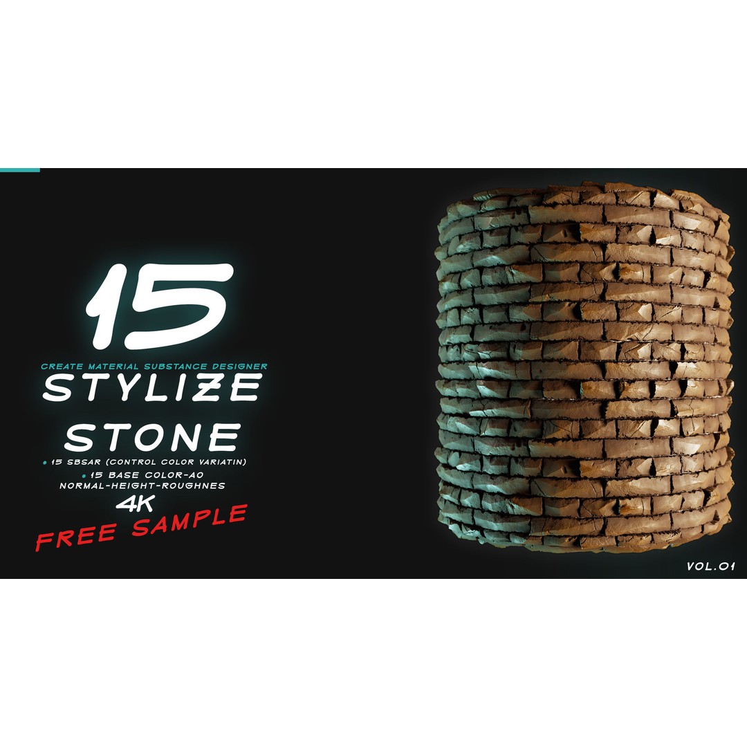 Stylized Stone 3D Model – PBR Textures Pack, PNG 4K Formats - View 12