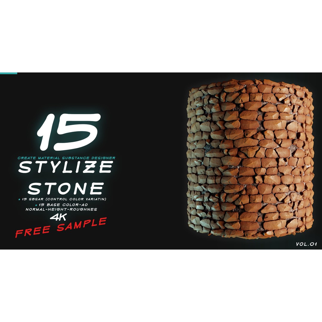 Stylized Stone 3D Model – PBR Textures Pack, PNG 4K Formats - View 13