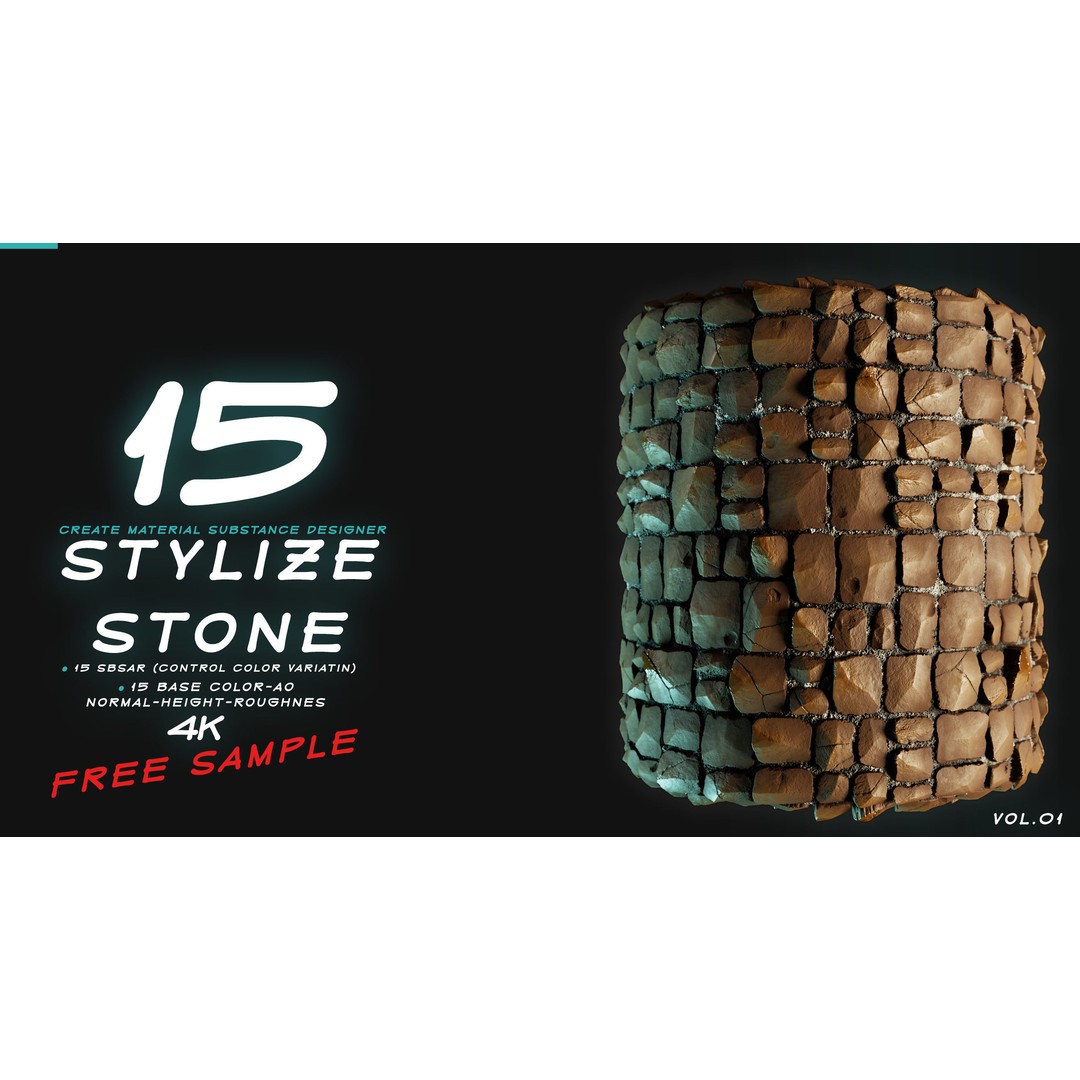 Stylized Stone 3D Model – PBR Textures Pack, PNG 4K Formats - View 14