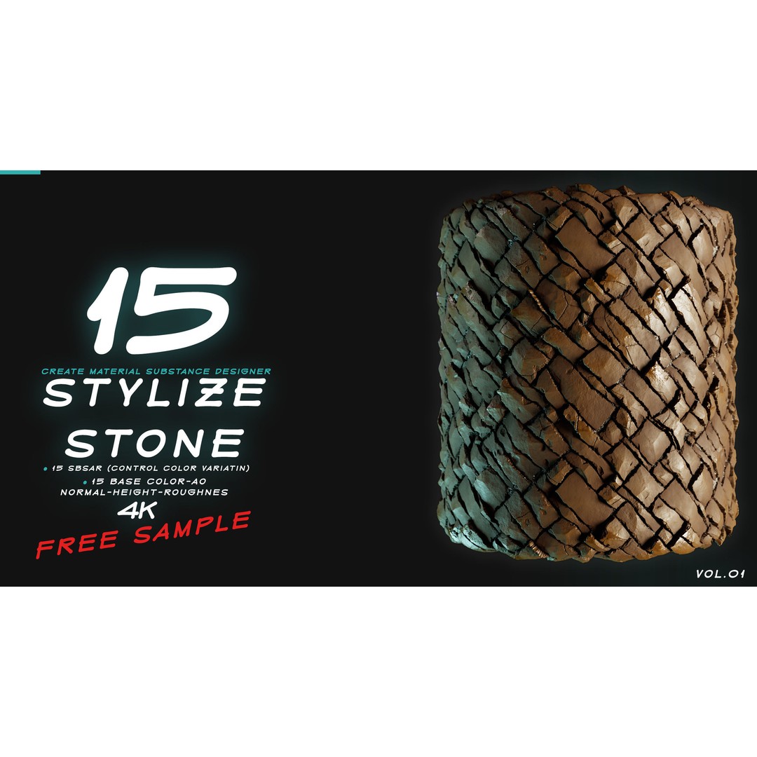 Stylized Stone 3D Model – PBR Textures Pack, PNG 4K Formats - View 16
