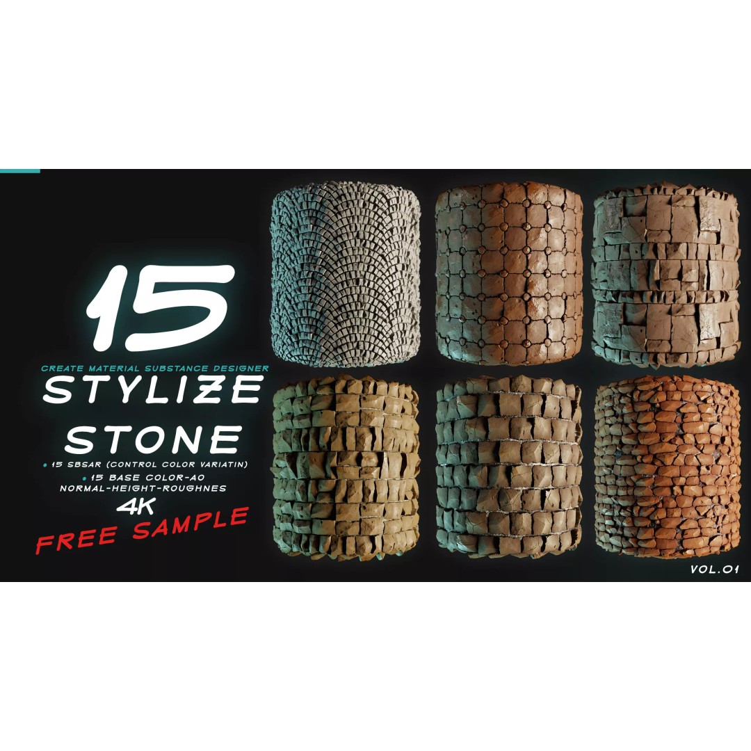 Stylized Stone 3D Model – PBR Textures Pack, PNG 4K Formats - View 2