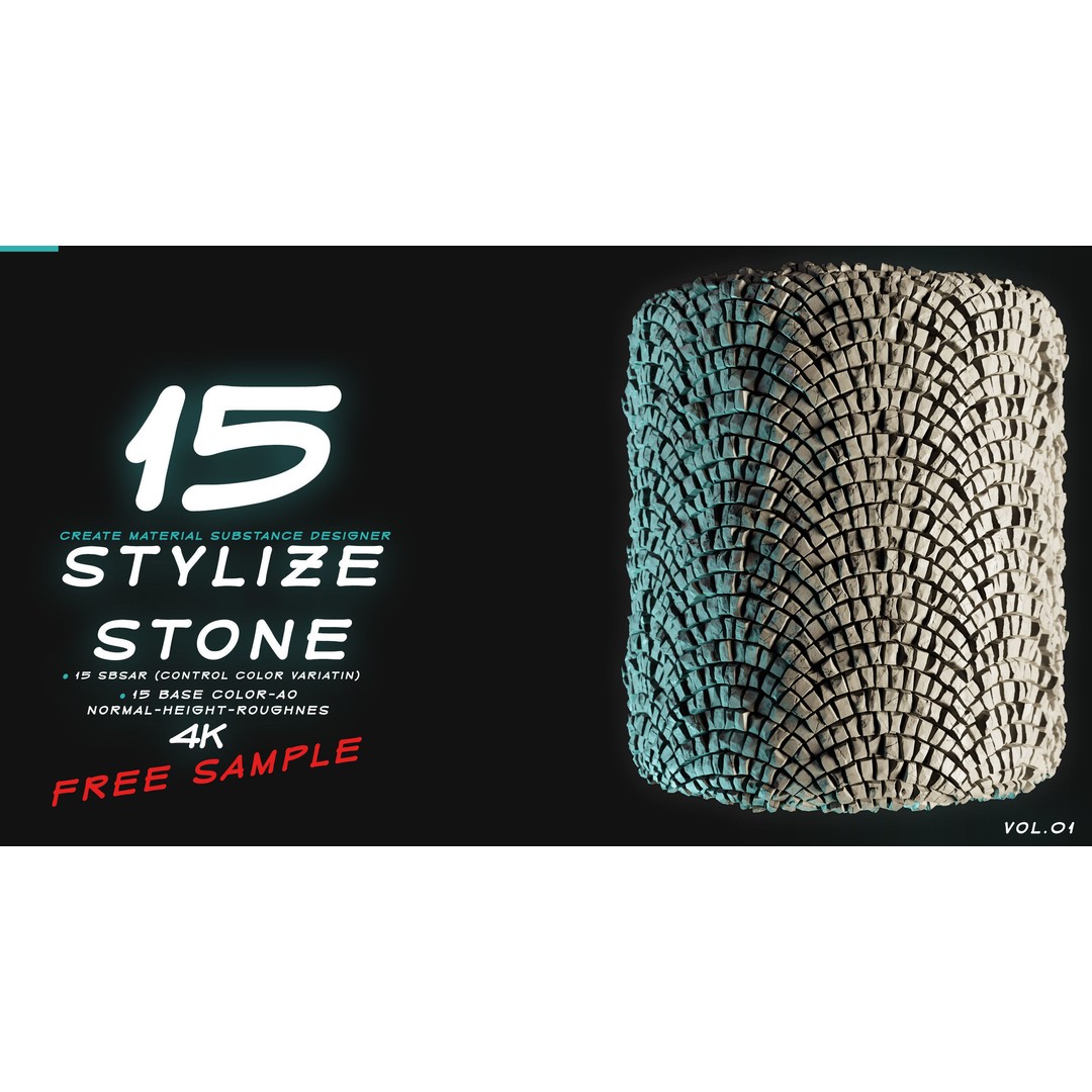 Stylized Stone 3D Model – PBR Textures Pack, PNG 4K Formats - View 4
