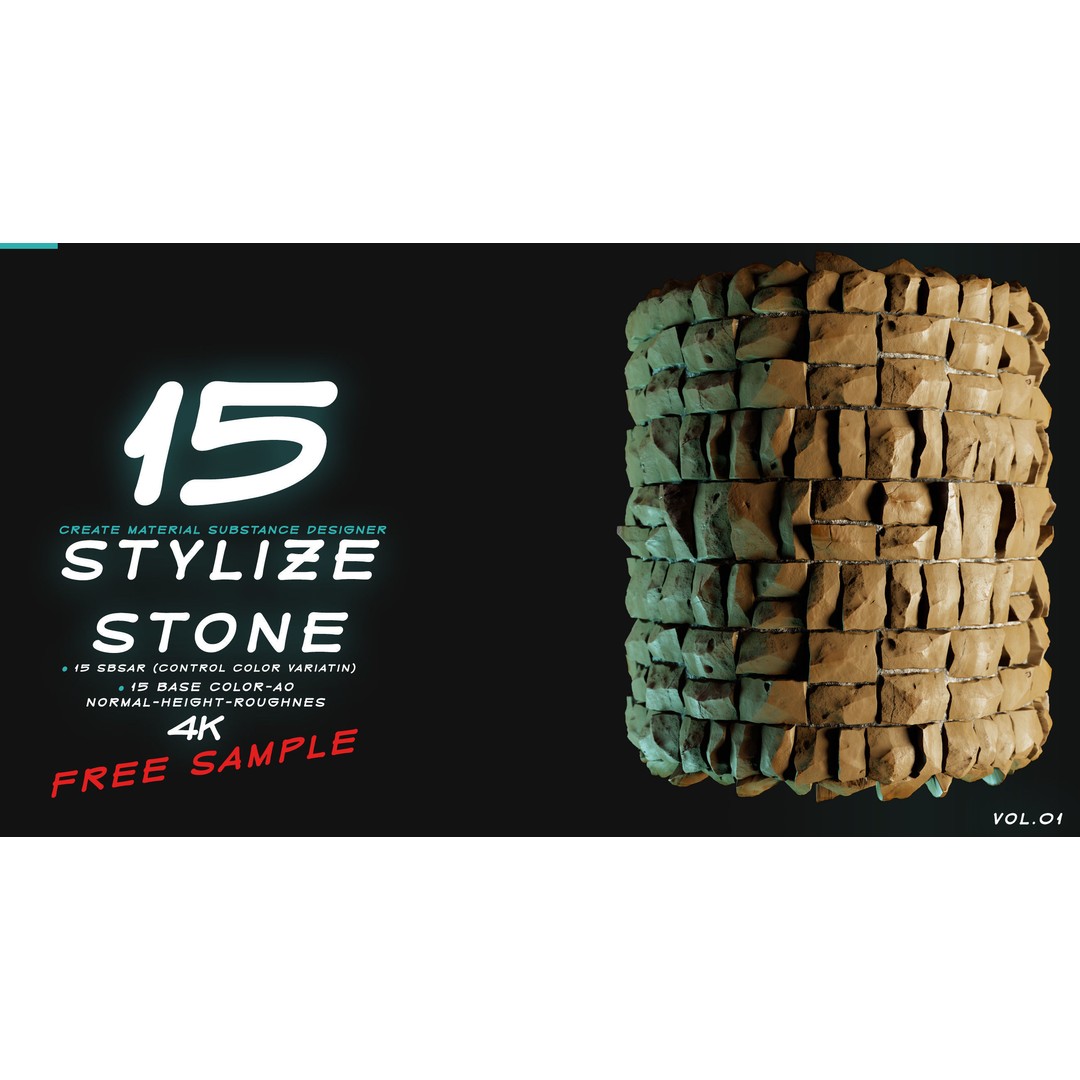 Stylized Stone 3D Model – PBR Textures Pack, PNG 4K Formats - View 5