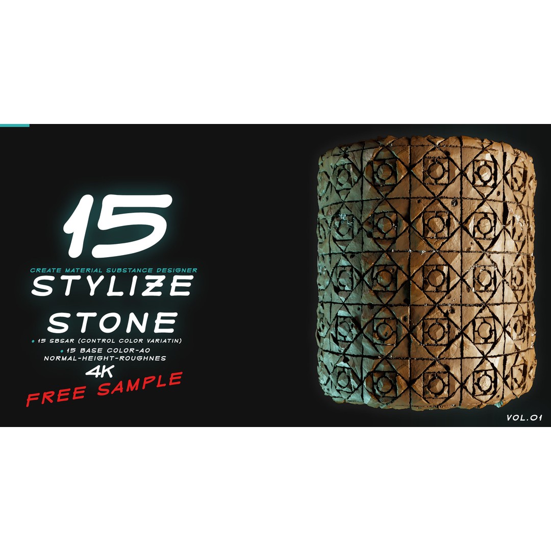 Stylized Stone 3D Model – PBR Textures Pack, PNG 4K Formats - View 6