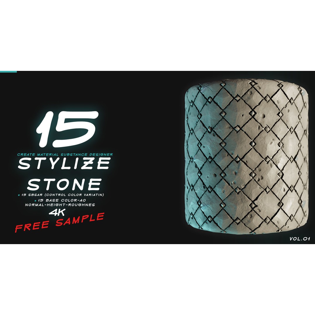 Stylized Stone 3D Model – PBR Textures Pack, PNG 4K Formats - View 7