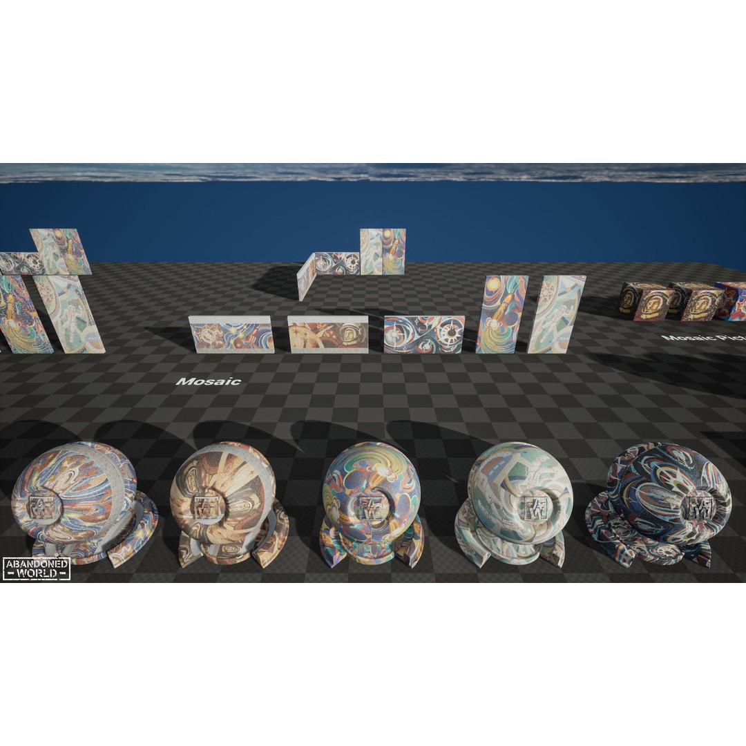 Soviet Mosaics 3D Model – Low Poly Decorative Art Pack, FBX - View 20