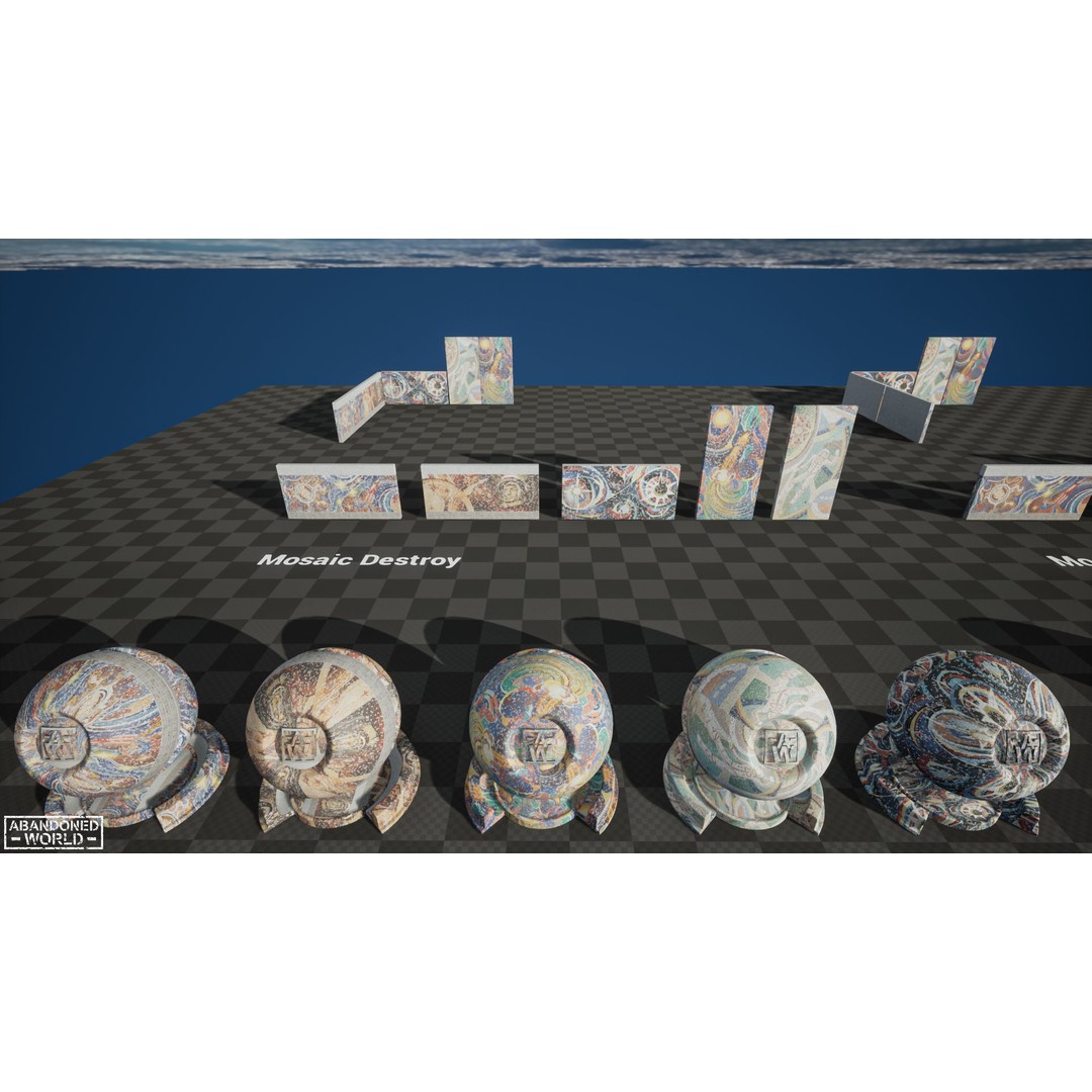 Soviet Mosaics 3D Model – Low Poly Decorative Art Pack, FBX - View 21