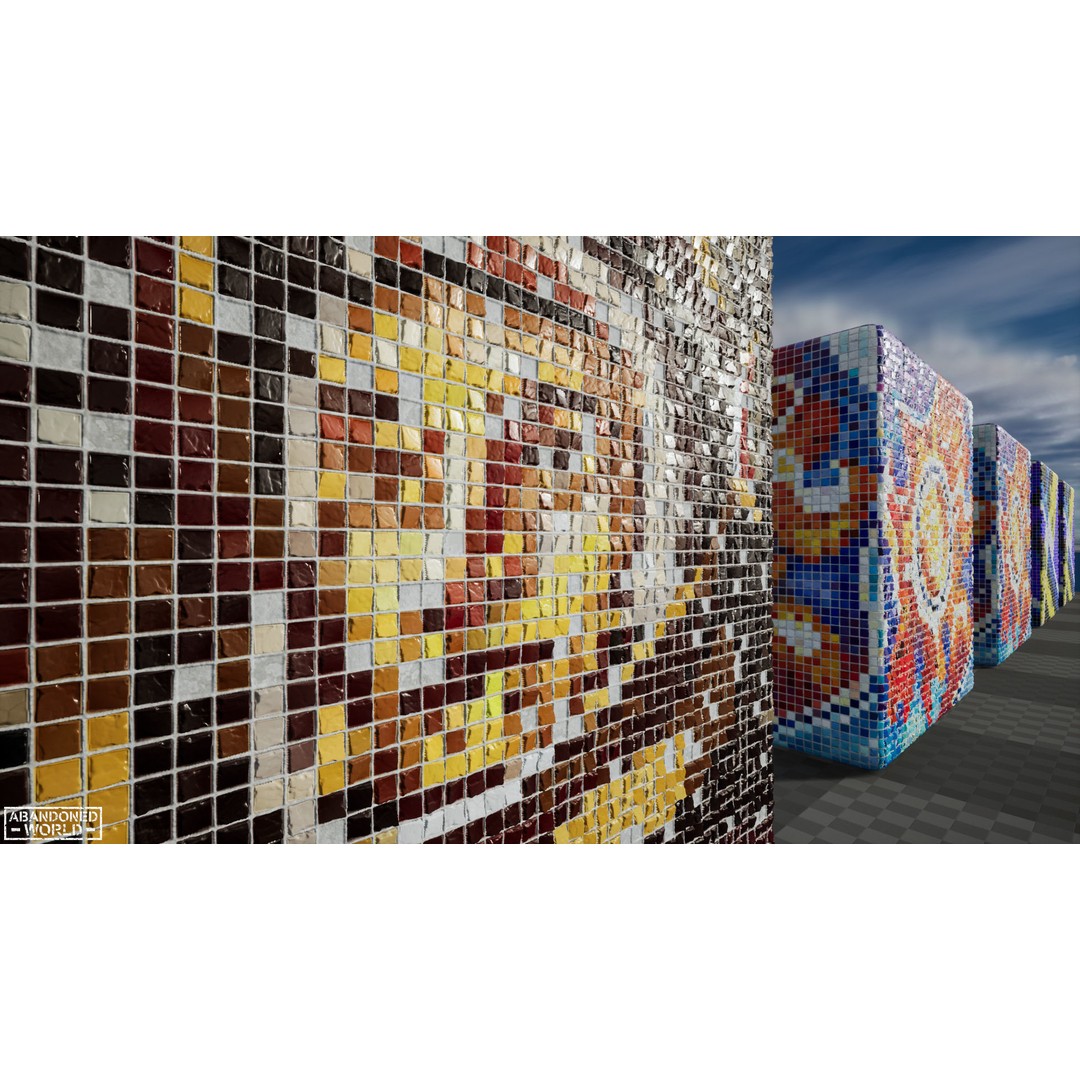 Soviet Mosaics 3D Model – Low Poly Decorative Art Pack, FBX - View 22