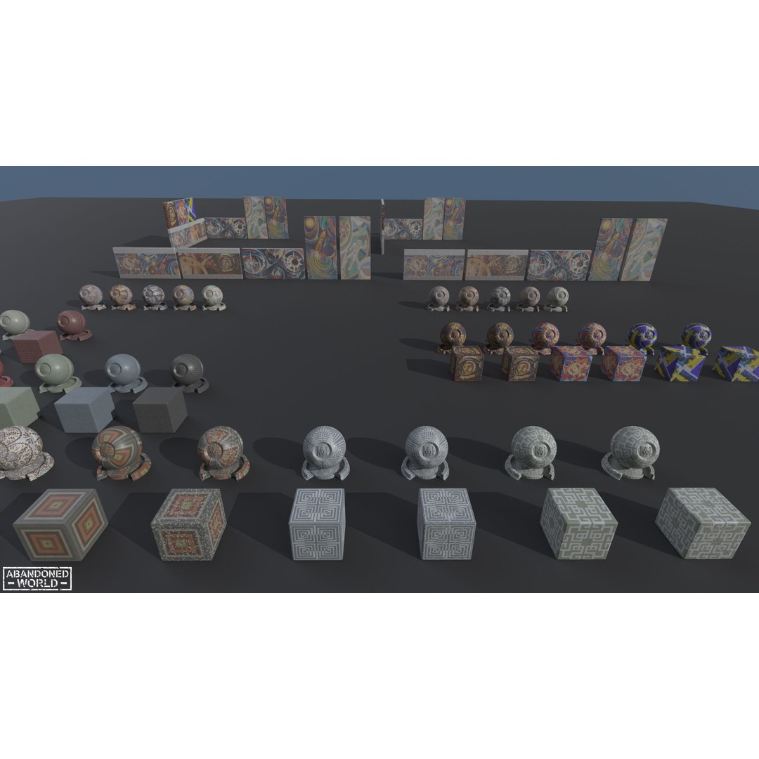 Soviet Mosaics 3D Model – Low Poly Decorative Art Pack, FBX - View 28