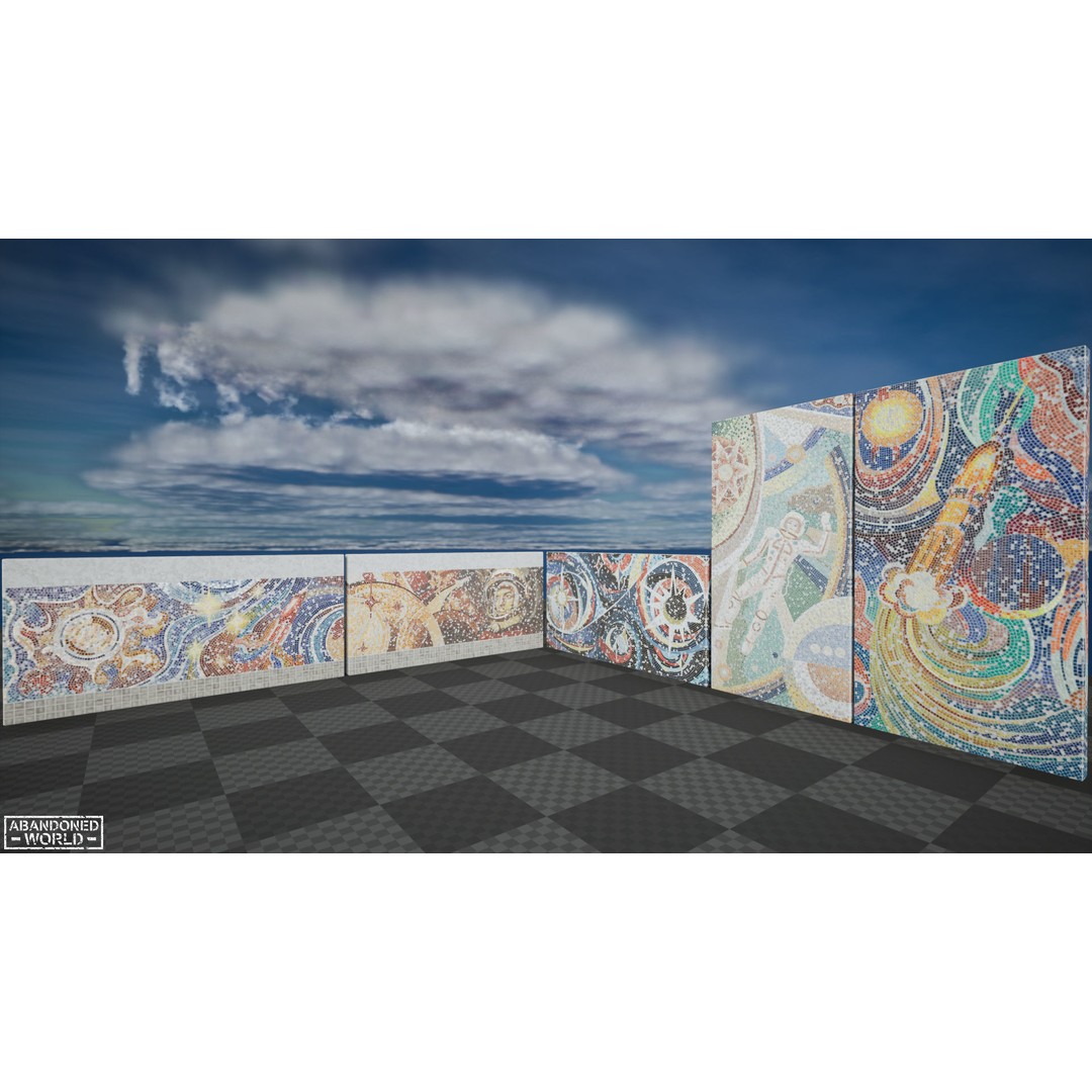 Soviet Mosaics 3D Model – Low Poly Decorative Art Pack, FBX - View 5