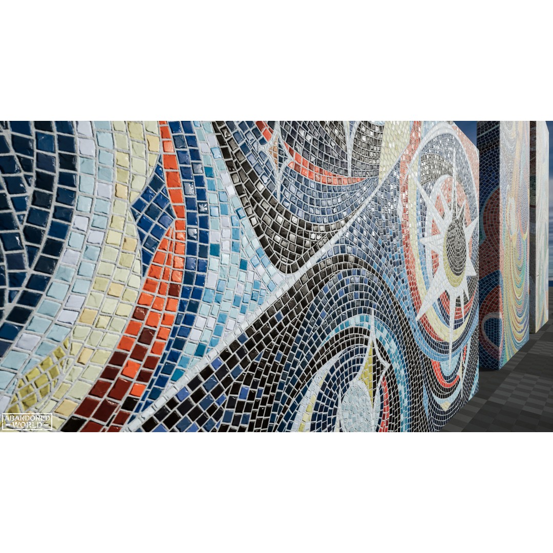 Soviet Mosaics 3D Model – Low Poly Decorative Art Pack, FBX - View 7