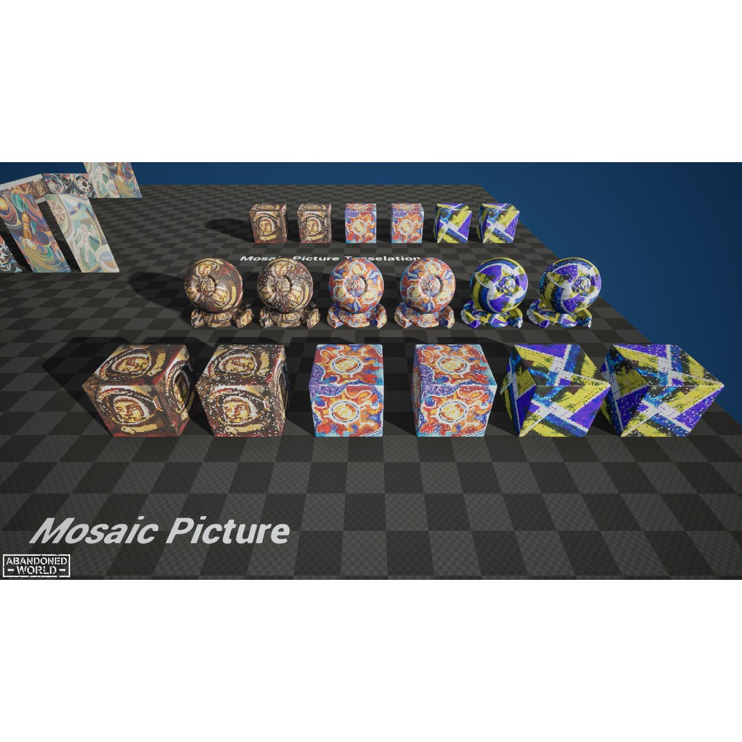 Soviet Mosaics 3D Model – Low Poly Decorative Art Pack, FBX - View 8