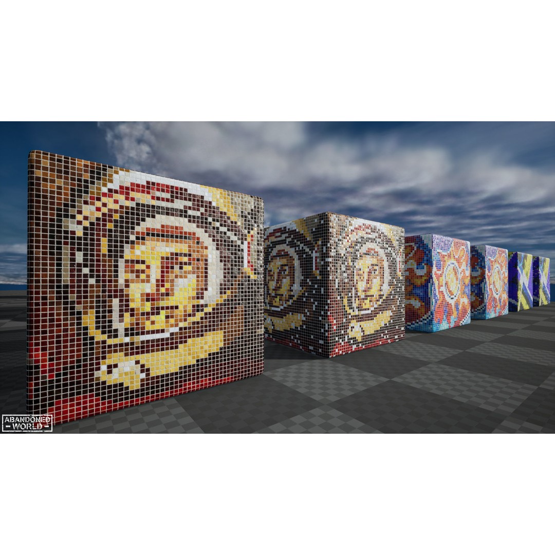 Soviet Mosaics 3D Model – Low Poly Decorative Art Pack, FBX - View 9