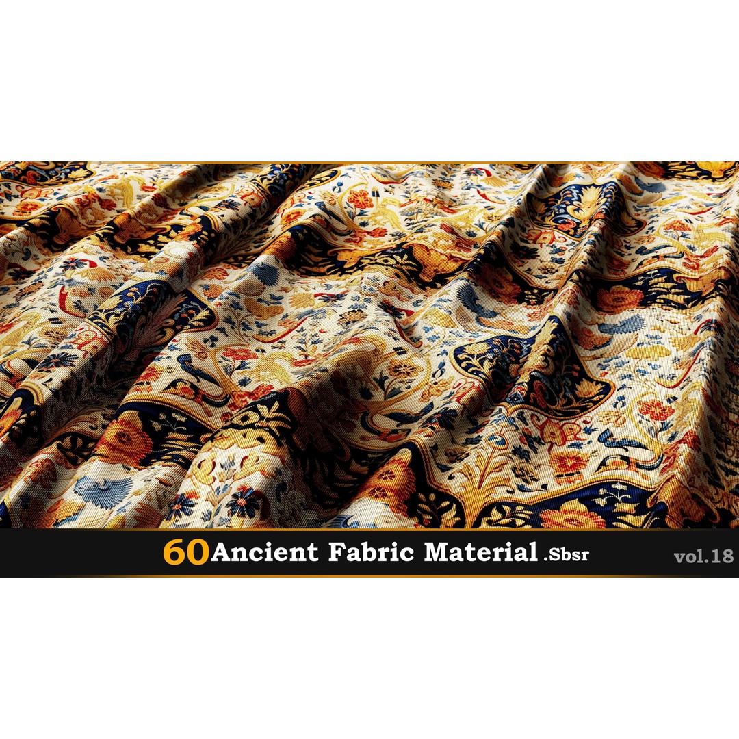 Ancient Fabric Material 3D Model – 60 Textures, SBSAR Files - View 10